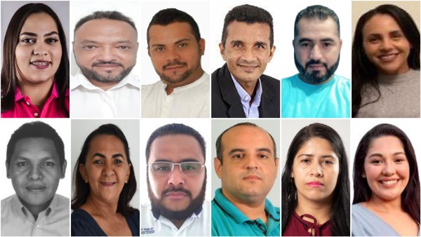 Fotos de 12 candidatos que não receberam nenhum voto nas eleições de 2022; no alto (da esquerda para a direita):  Karol Miranda (Solidariedade-RR), Denis Dias (PRTB-TO), Gonzales Filho (DC-MA); Eduardo Menezes (Pros-CE); Dir Silva (Agir-AC) e Thamires Silva (PRTB-PE); embaixo (da esquerda para a direita): Williams Tomaz (PV-RR), Maria Saraiva (Solidariedade-RR), Ambrozio Moura (Agir-AC), Klais Policarpo (Solidariedade-RR), Marnizia (Agir-RO) e Suelen Camila (Agir-PE) — Foto: Divulgação TSE