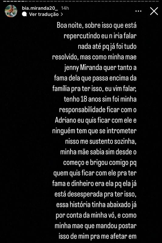 Neta de Gretchen expõe crise familiar por causa de Adriano Imperador: 'falou que eu furei o olho dela'