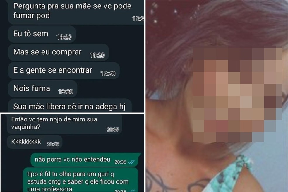 Professora de Praia Grande (SP) confessou que beijou um aluno e que teria interesse em ter relações sexuais com ele — Foto: Reprodução