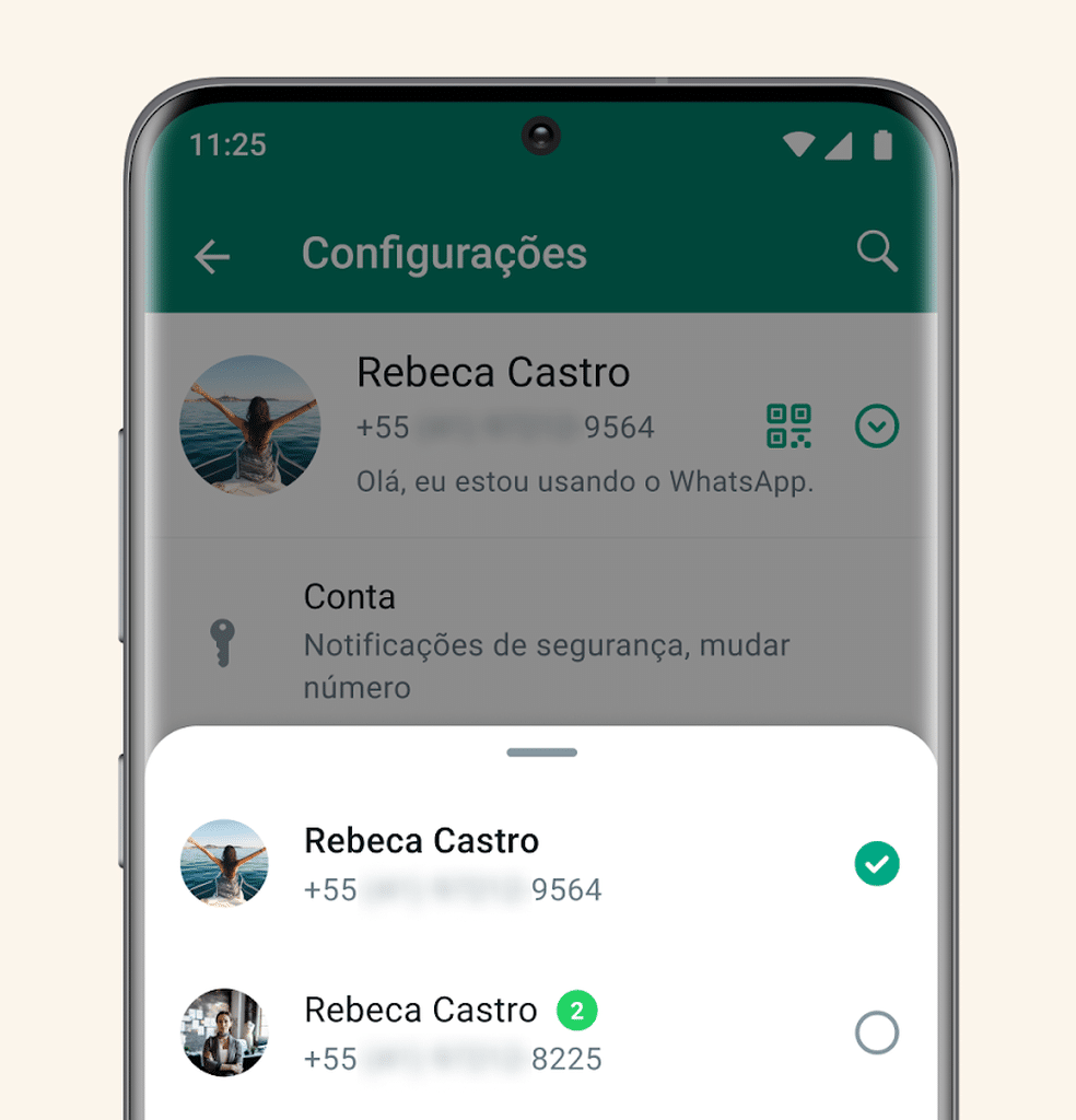 Novo recurso do WhatsApp que possibilita ter duas contas — Foto: Divulgação - WhatsApp