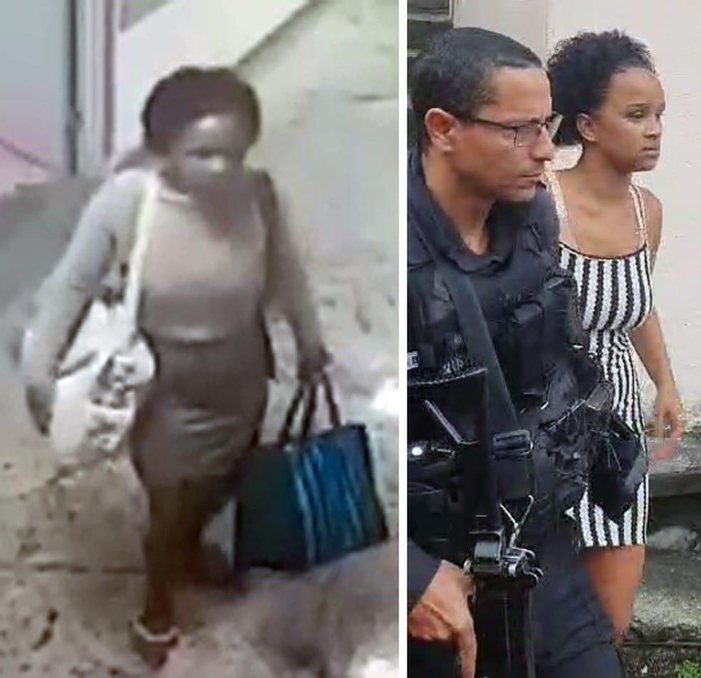 Mulher que invadiu maternidade com bolsa e sacola foi presa em casa, no Borel, com Ravi — Foto: Reprodução/TV Globo