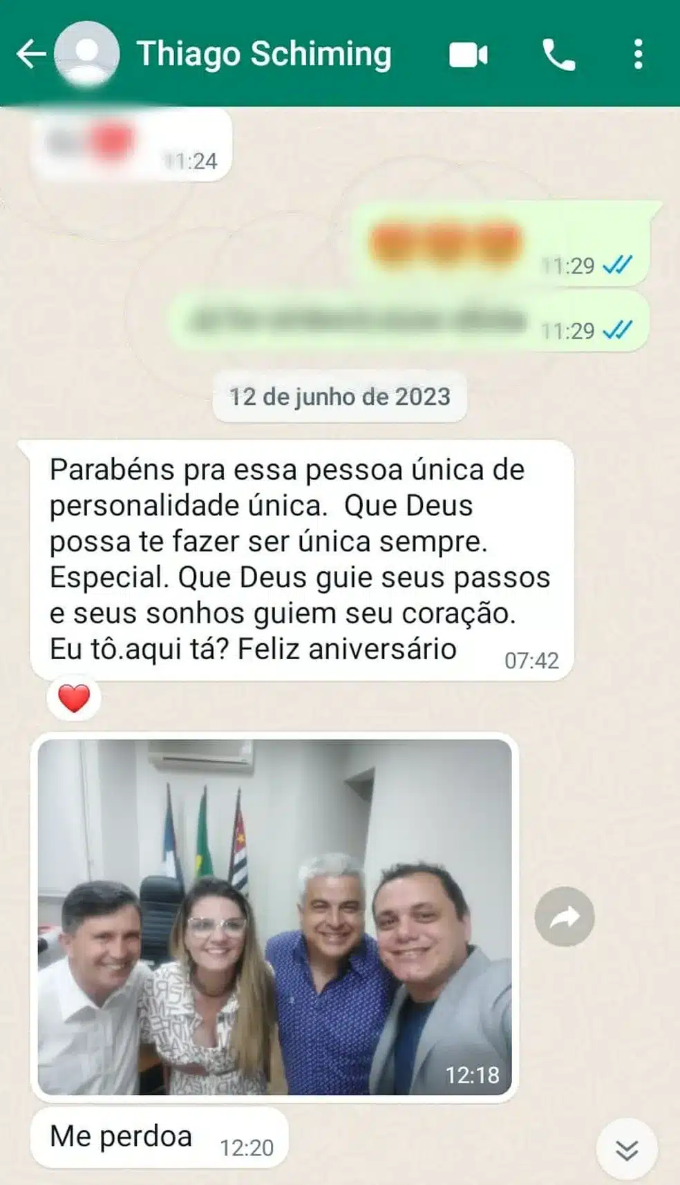 prefeita vereador estupro | Conversa de Whatsapp entre Fabíola Alves e Thiago  Schiming, depois do fato de 12 de junho | Foto: Reprodução/WhatsApp/Portal g1