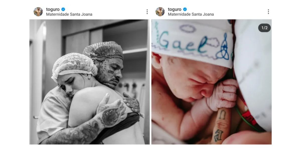 Tiago Toguro, Nara Paraguaia e bebê (Foto: Reprodução / Instagram)