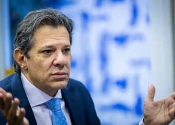 O ministro da Fazenda, Fernando Haddad (PT), durante reunião com líderes partidários do Senado Federal (Foto: Pedro Gontijo/Senado Federal)