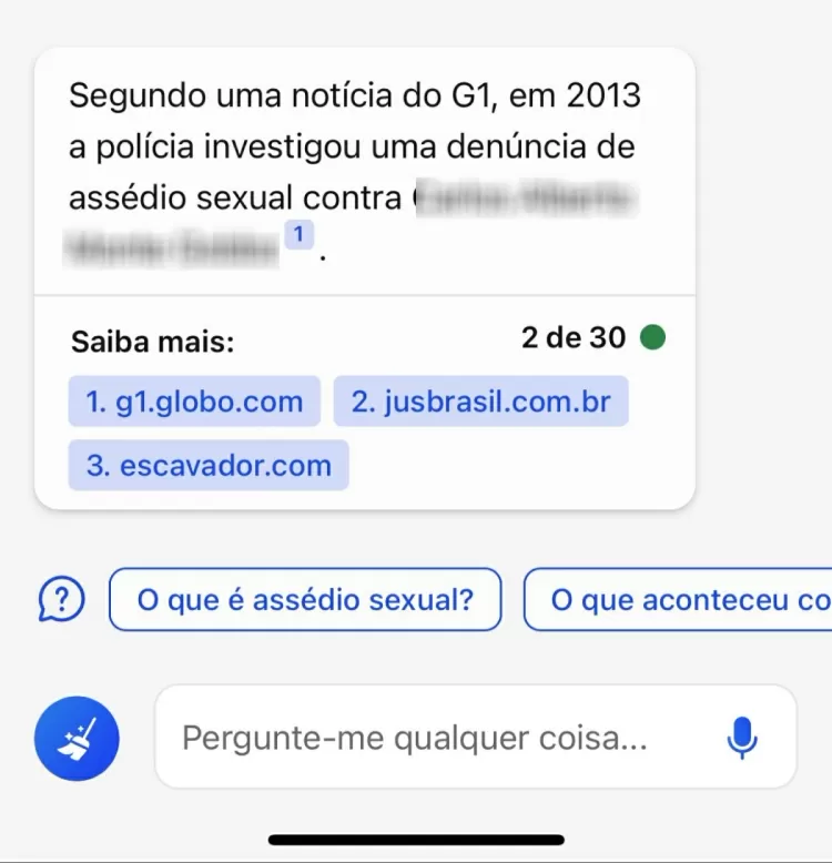 Print mostra que médico foi acusado de assédio por erro de IA do Bing - Reprodução - Reprodução