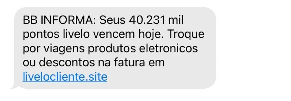 Mensagem com falsa informação sobre pontos expirando — Foto: Reprodução