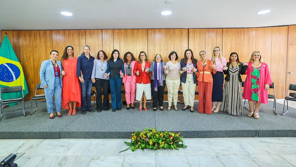 Janja reúne ministras e presidentas dos bancos, na abertura do Mês Internacional das Mulheres 01.03.2023 — Foto: Ricardo Stuckert/PR