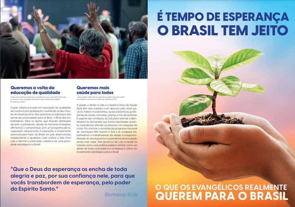 Panfleto distribuído por campanha de Lula para evangélicos — Foto: Reprodução