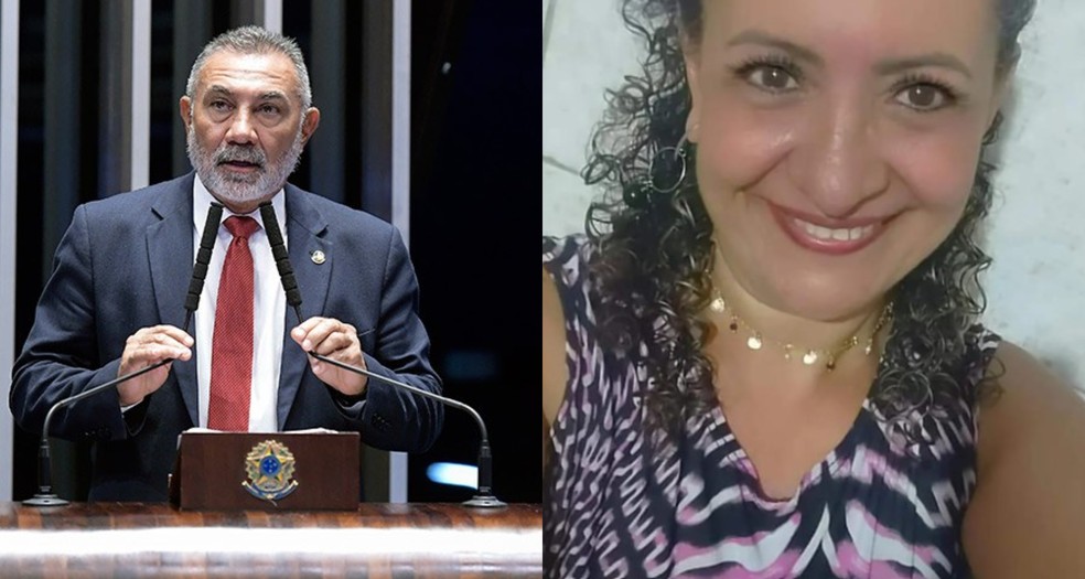 Senador Telmário Mota é alvo de operação que apura morte de Antonia Araújo de Sousa, mãe de uma filha dele — Foto: Reprodução/Senado Federal e arquivo pessoal