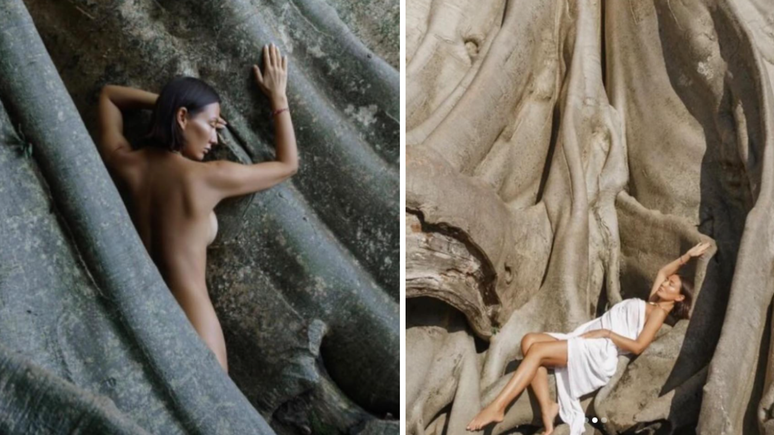 Luiza Kosykh, de 40 anos, foi deportada para a Rússia após fazer fotos sensuais em árvore sagrada de Bali