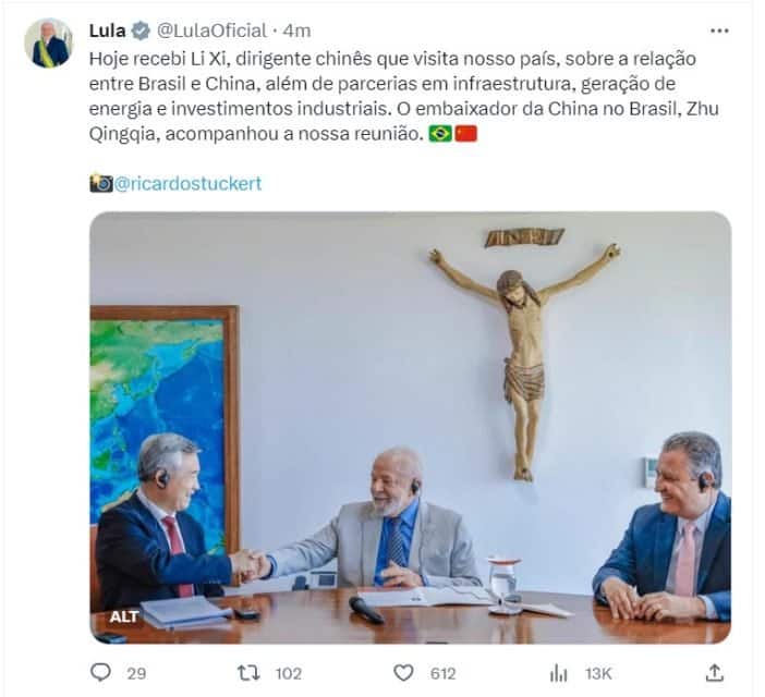 imagem colorida tuite de lula - metrópoles