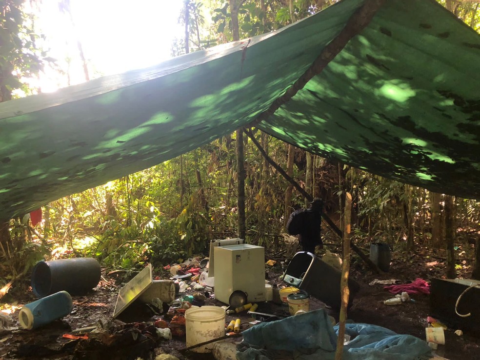 Instação de garimpo ilegal na Terra Indígena Yanomami. — Foto: Comando Conjunto Ágata Fronteira Norte/Divulgação