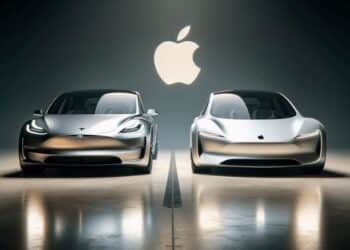Imagem ilustrativa: Tesla e Apple Car/criado com DALL-E (Tamires Ferreira)