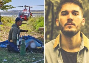 Helicóptero cai em Água Fria de Goiás; empresário Lucas Batista Bezerra — Foto: Corpo de Bombeiros / Redes Sociais