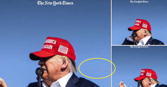 Fotógrafo capturou sequência de movimentos de Trump após ser atingido/Reprodução/The New York Times