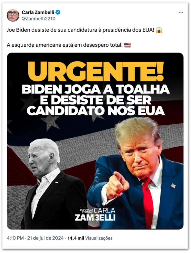 “Será que amanhã lembrará que desistiu?”, afirma Nikolas ao ironizar Joe Biden