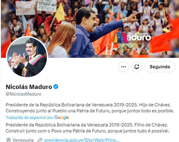 Ditador Nicolás Maduro perde verificação no X