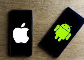 Apple and android smartphones. Iphone IOS versus Android operating system