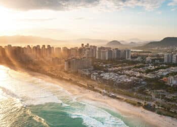 Aerial view of Barra da Tijuca at sunset - Rio de Janeiro, Brazil