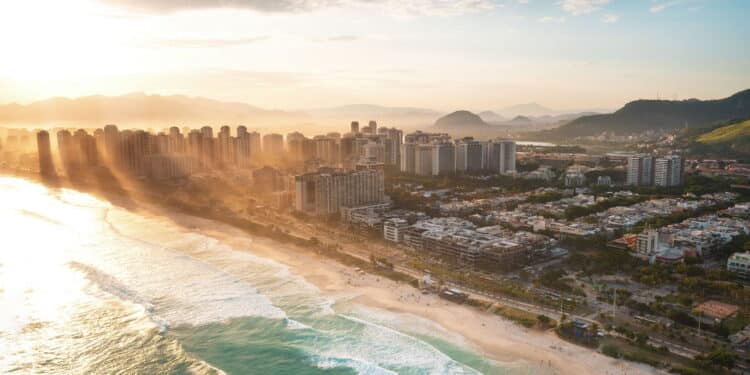 Aerial view of Barra da Tijuca at sunset - Rio de Janeiro, Brazil