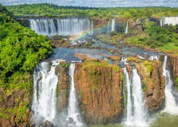 Iguazu Falls dramatic landscape, view from Argentinian side, South America