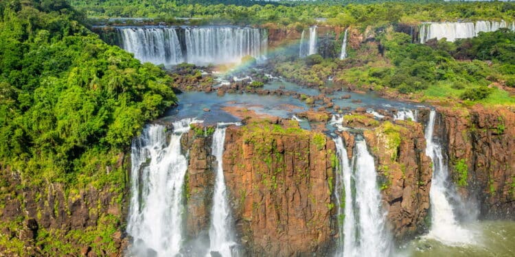 Iguazu Falls dramatic landscape, view from Argentinian side, South America