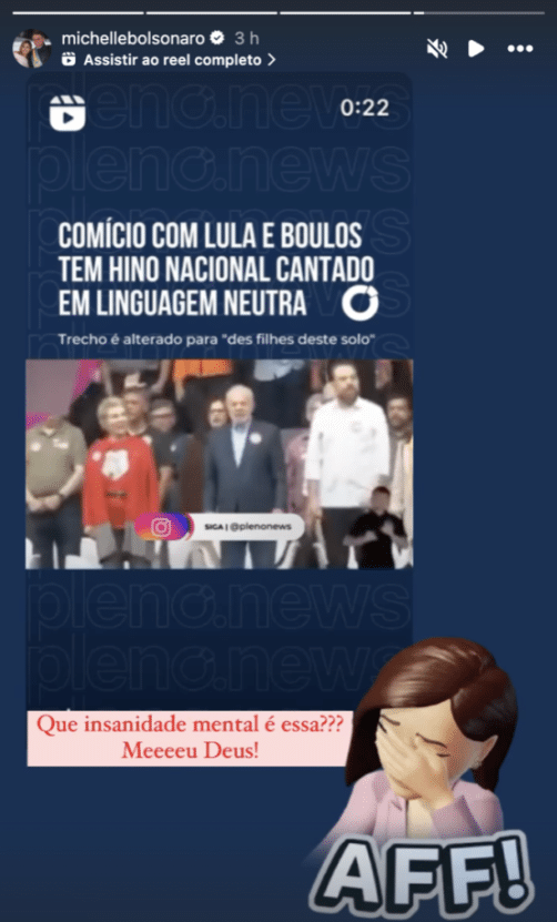 Michelle Bolsonaro critica hino nacional em linguagem neutra durante evento com Lula: “Insanidade mental”