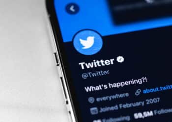 Twitter official verified account, mobile app on screen smartphone, iPhone macro. Twitter is a social media online service for microblogging and networking communication. Moscow, Russia -  January 23, 2021