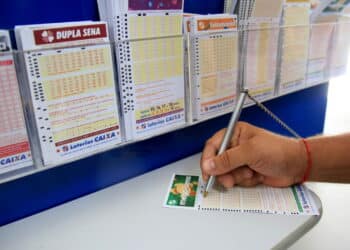 salvador, bahia, brazil - january 25, 2021: person is seen placing the Mega Sena bet in a lottery in the city of Salvador.