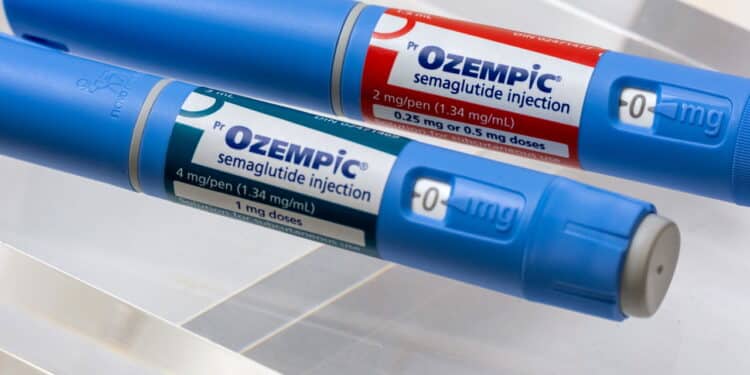 Montreal, CA - 16 November 2023: Ozempic semaglutide injection pens. Ozempic is a medication for obesity