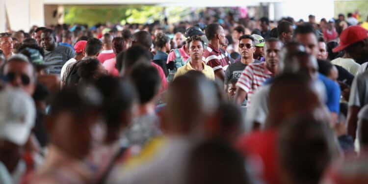 salvador, bahia / brazil - january 30, 2018: Voters are seen in line at the Electoral Regional Tribune in Salvador to do biometric re-registration for voter titles. *** Local Caption ***