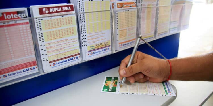 salvador, bahia, brazil - january 25, 2021: person is seen placing the Mega Sena bet in a lottery in the city of Salvador.