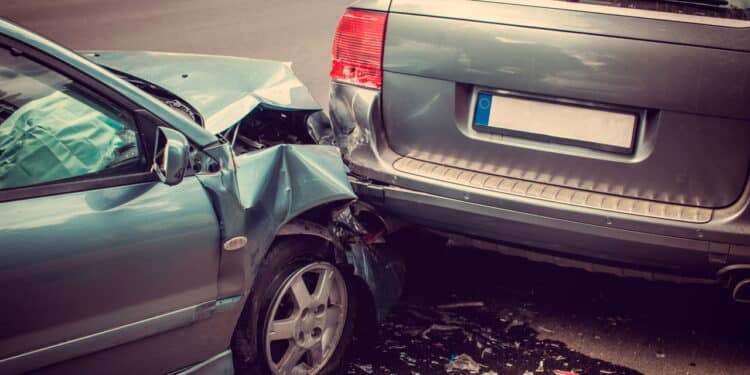 Cars accident on a road.