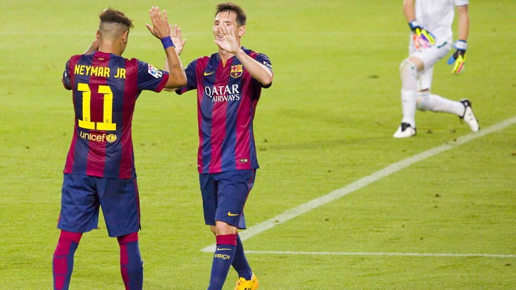 Neymar e Messi atuando pelo Barcelona - Créditos: depositphotos.com / natursports