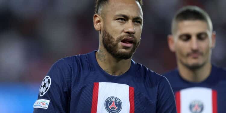 Neymar da Silva of Paris Saint-Germain Fc during the  Uefa Champions League Group H match beetween Paris Saint Germain Fc and Juventus Fc at Parc des Princes on September 6, 2022 in Paris, France .