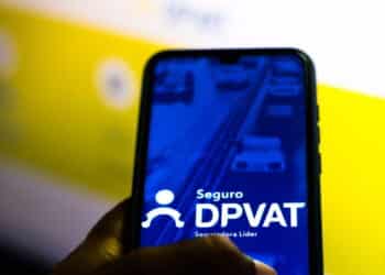 January 16, 2020, Brazil. In this photo illustration the DPVAT logo (Personal Injury by Land Motor Vehicles) is seen on a smartphone.