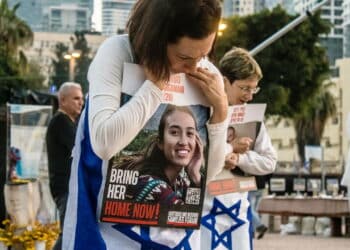 Tel Aviv, Israel, February 24, 2024 Artistic performance at Hostages Square in front of the Tel Aviv Museum of Art, a place where people gather in memory of those kidnapped and held prisoner by Hamas