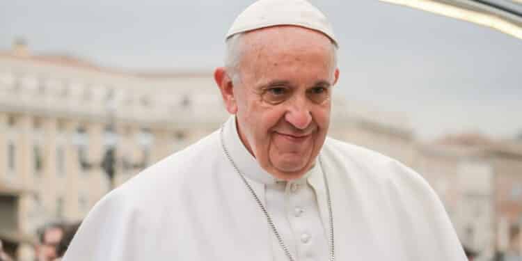 Vatican City, Vatican. February 3, 2016. Portrait of Pope Francis, Jorge Bergoglio, during the tour of St. Peter's Square.