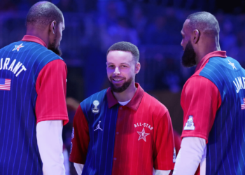 Durant, Curry e LeBron - Foto: Kyle Terada / USA TODAY Sports