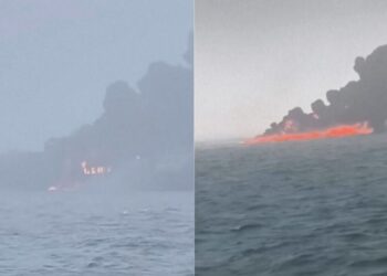 Tragédia: navio colide com petroleiro, explode em chamas e deixa 32 feridos
