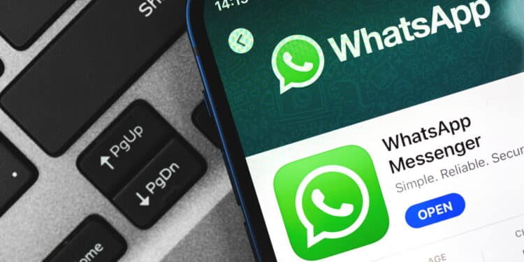 Kharkov, Ukraine - March 9, 2021: Whatsapp application in app store close-up photo