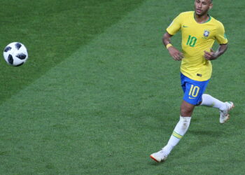 27.06.2018. MOSCOW, Russian:NEYMAR  in action during the Fifa World Cup Russia 2018, Group E, football match between SERBIA VS BRAZIL in SPARTAK Stadium IN  MOSCOW.