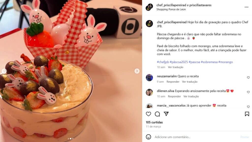 Descubra receita do pavê de biscoito folhado com morango que é fácil de fazer e delicioso