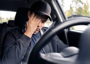 Imagem de motorista cansado - Créditos: depositphotos.com / terovesalainen