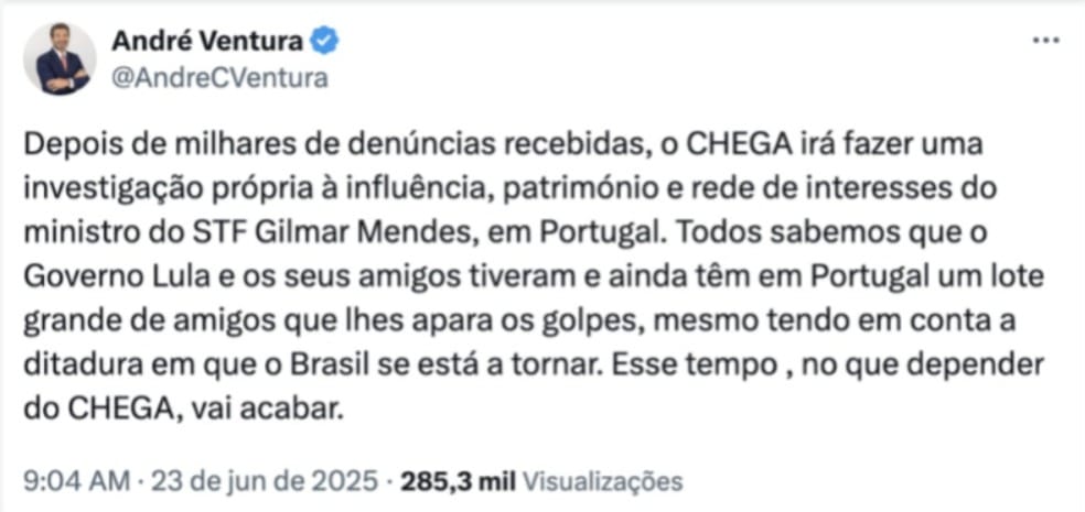 Por que o partido Chega quer investigar Gilmar Mendes?