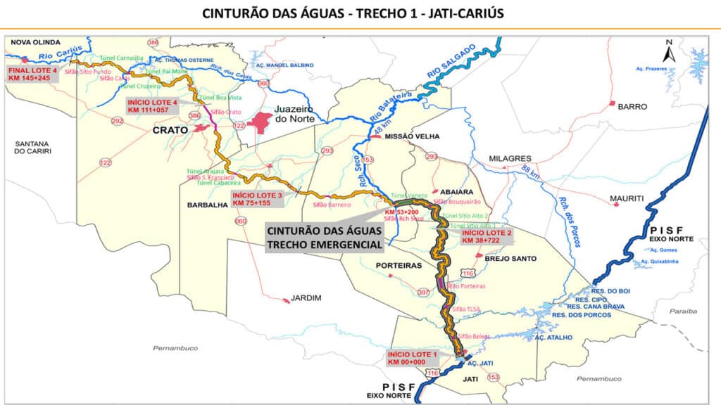 Cinturão das Águas do Ceará ganha força com avanço de obras em novos pontos