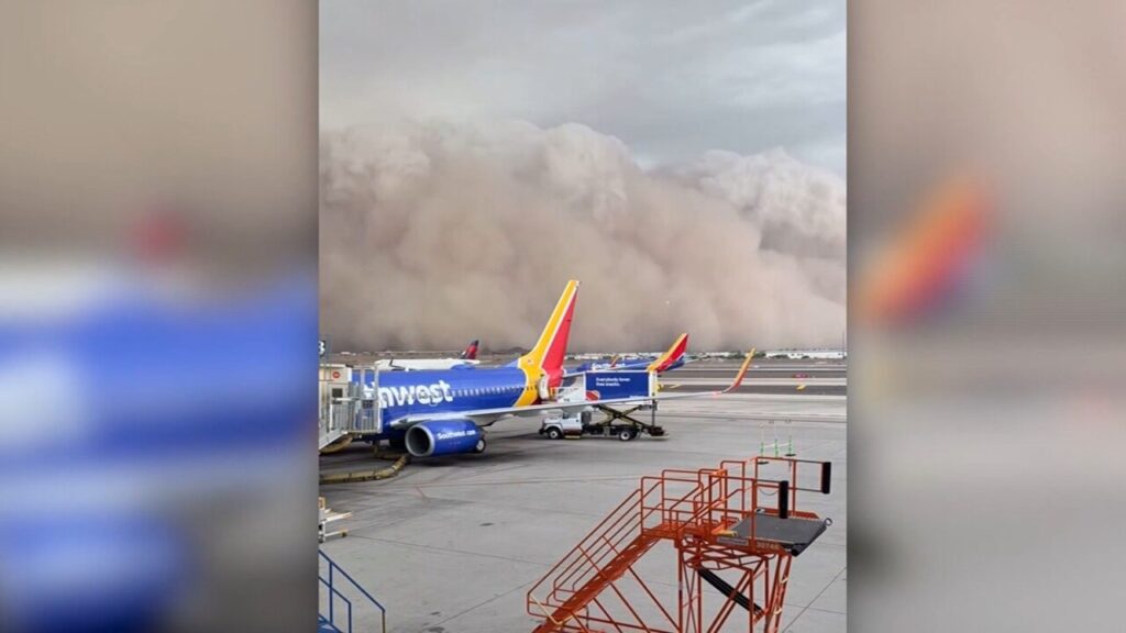 Forte tempestade de poeira transforma cenário de aeroporto e vídeo chama atenção