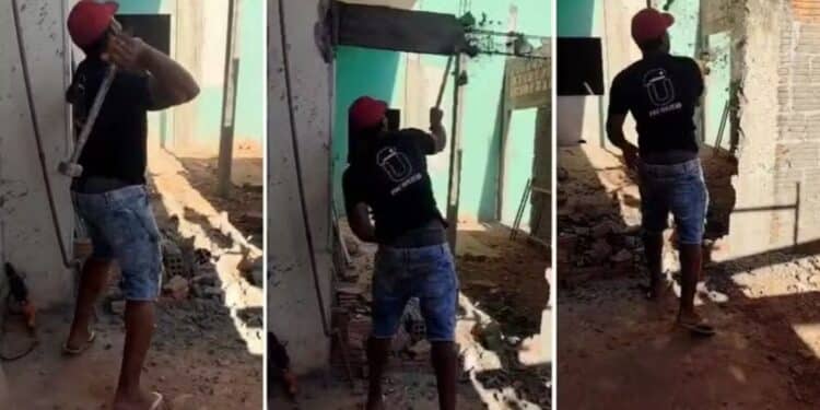 Trabalhador demitido quebra obra na Universidade Federal na marreta em protesto