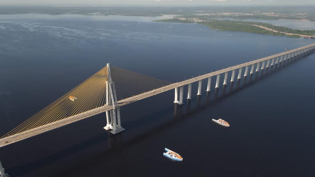 Maior ponte estaiada do Brasil custou R$ 1 bilhão e cruza 3,6 km sobre o Rio Negro