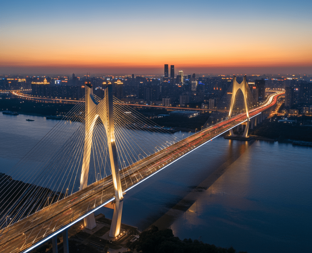 Ilustração da ponte em Changtai Yangtze - Créditos: Imagem Gerada